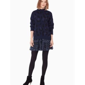 kate spade Leopard Pullover Sweater In Light Adriatic Blue Size ~Large M…